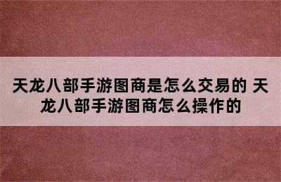 天龙八部手游图商是怎么交易的 天龙八部手游图商怎么操作的